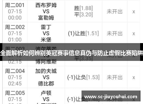 全面解析如何辨别英冠赛事信息真伪与防止虚假比赛陷阱
