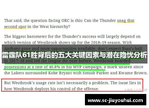 雷霆队61胜背后的五大关键因素与潜在隐忧分析 雷霆队61胜背后的五大关键因素与潜在隐忧分析