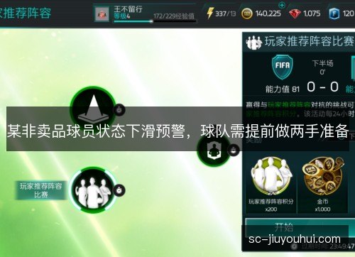 某非卖品球员状态下滑预警,球队需提前做两手准备 某非卖品球员状态下滑预警,球队需提前做两手准备